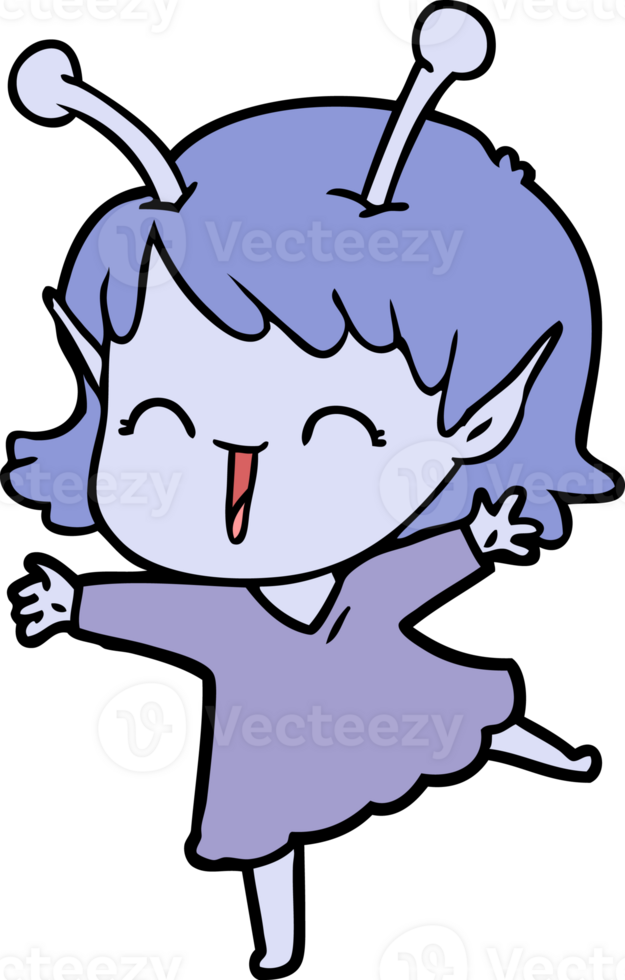 cartoon alien girl laughing png
