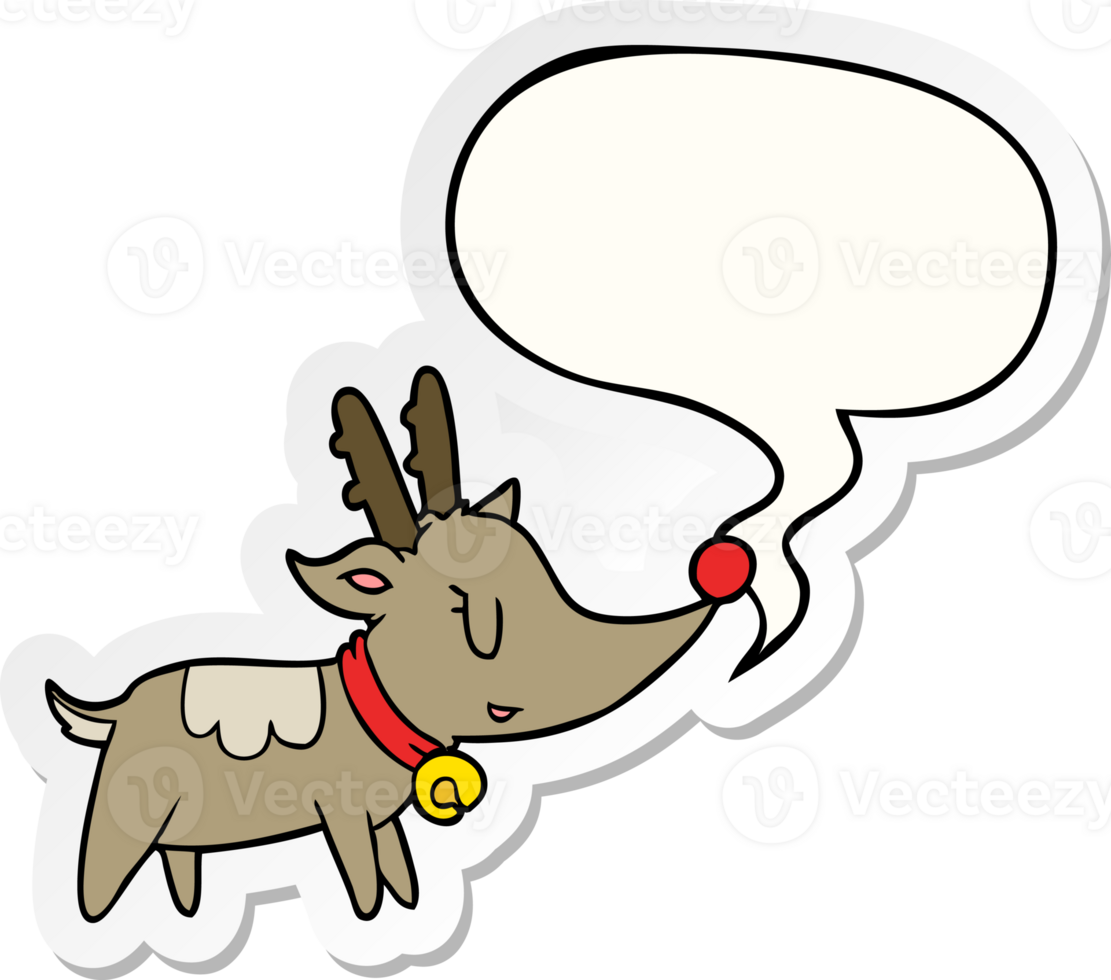 cartoon christmas reindeer with speech bubble sticker png
