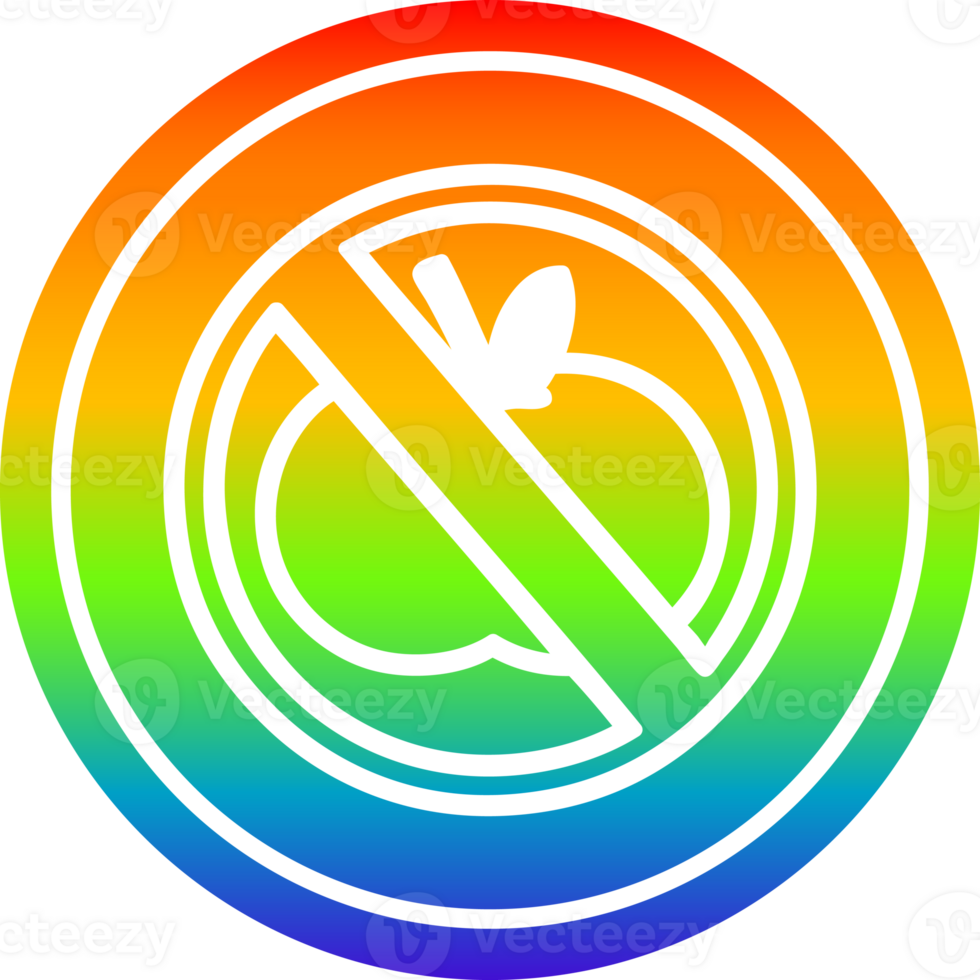 no healthy food circular icon with rainbow gradient finish png