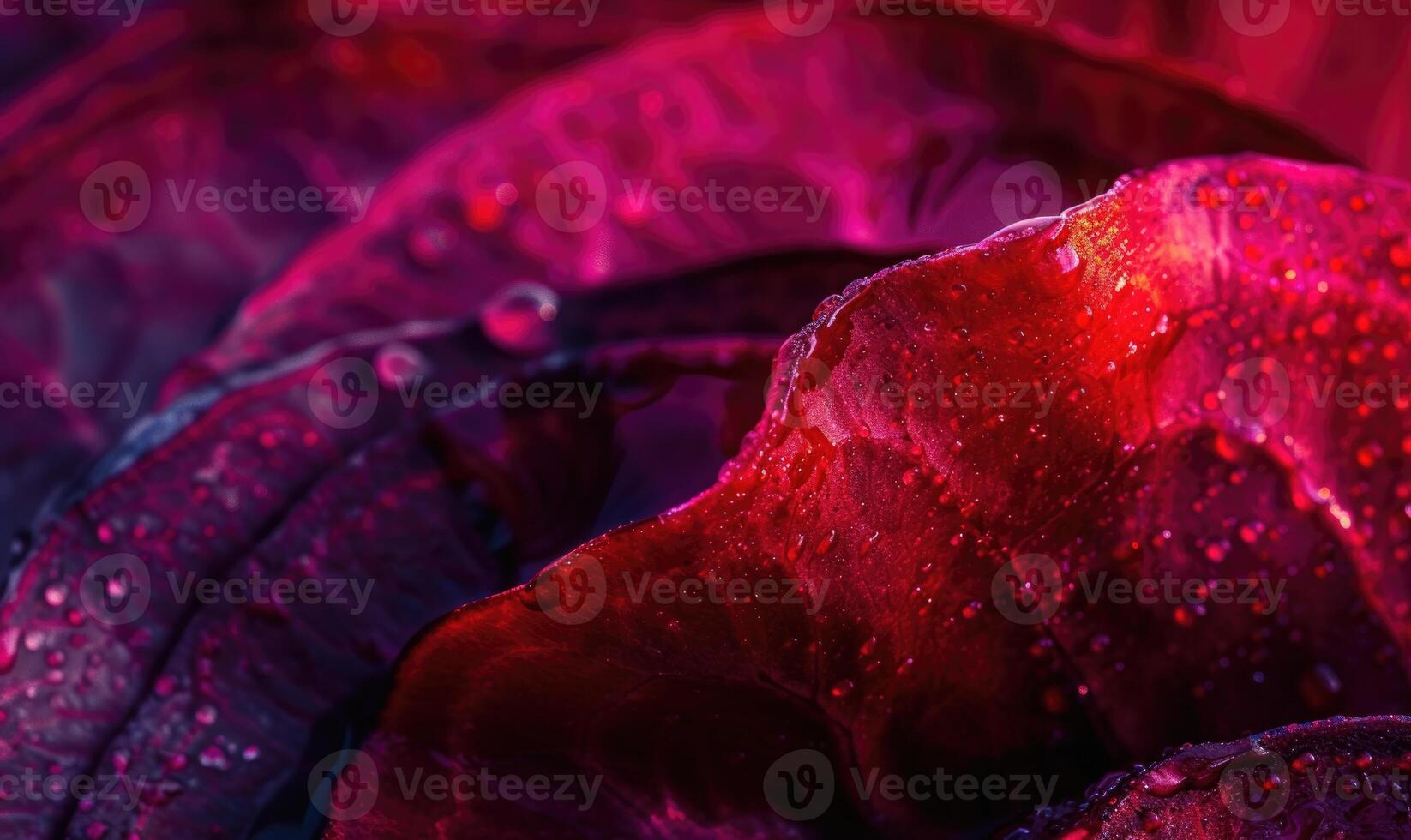 AI generated Close up of red cabbage leaf texture. Selective focus. photo
