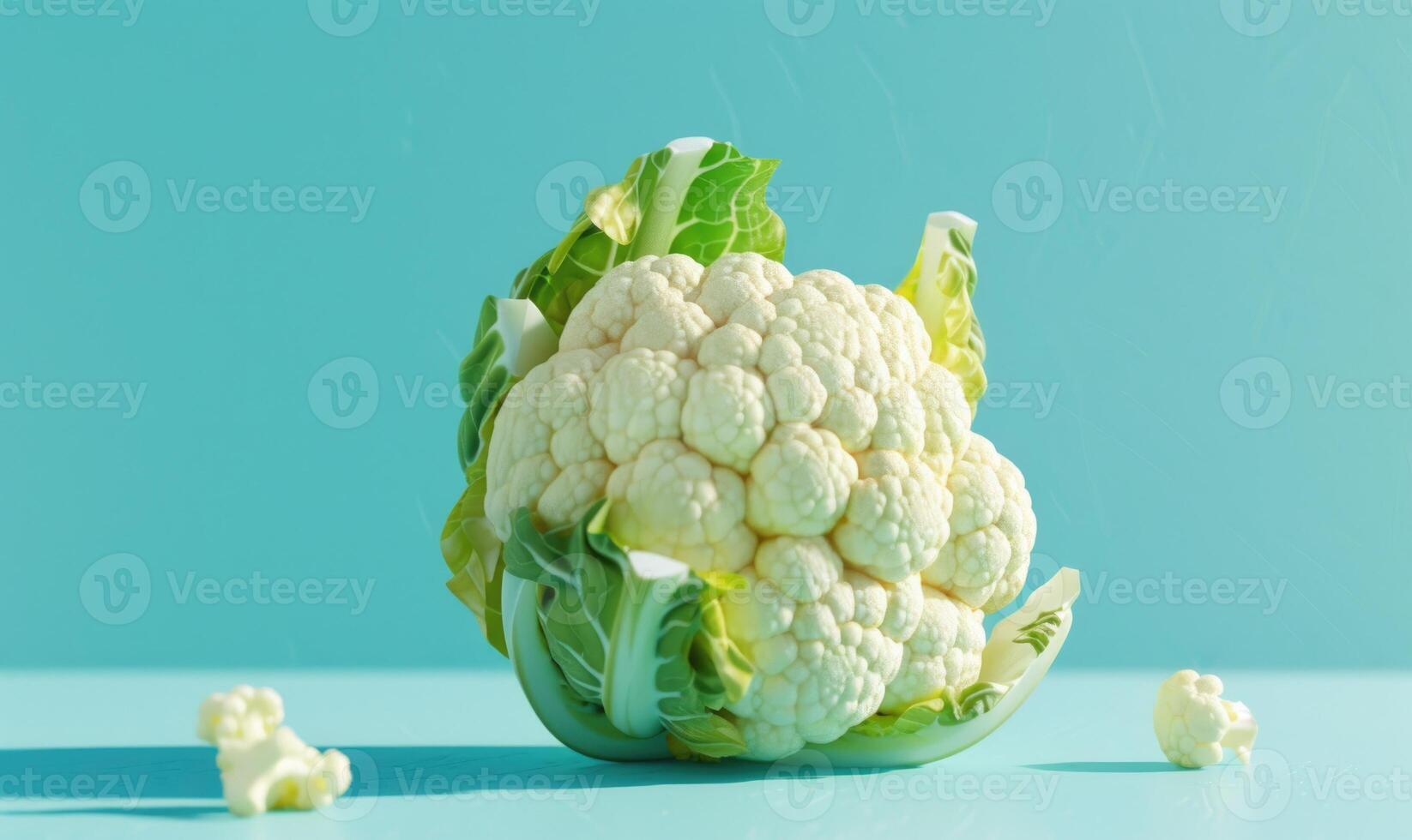 AI generated Cauliflower isolated on a blue background. Healthy food concept. photo