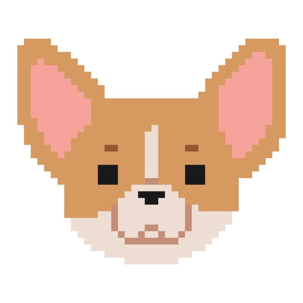 Chihuahua Head Pixel 1 cute on a white background, vector illustration.