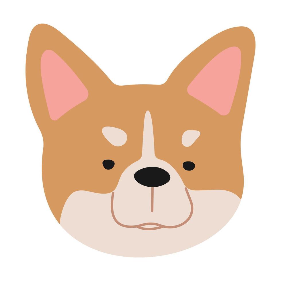 Welsh Corgi Head 1 cute on a white background, vector illustration.