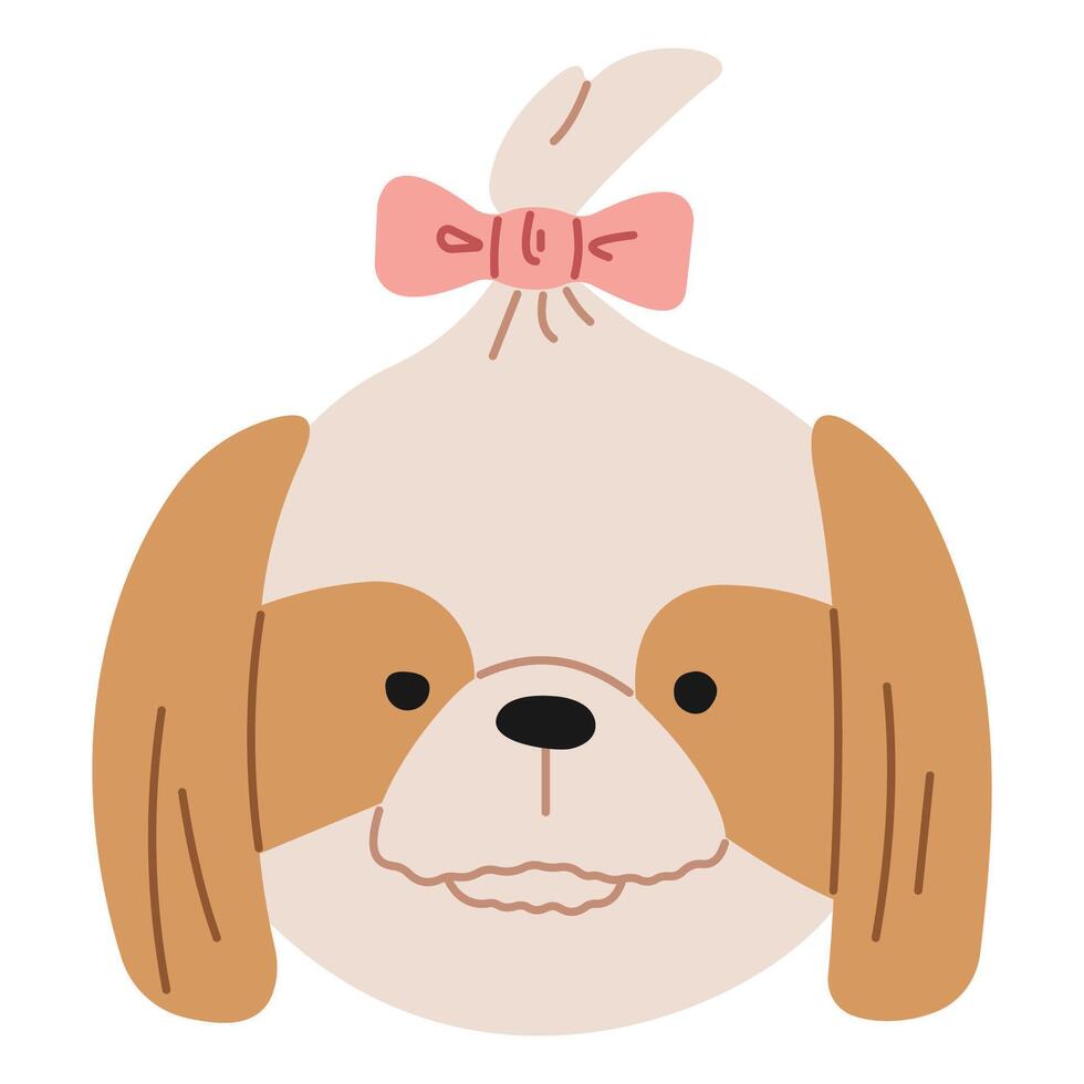 Shih Tzu Head 1 cute on a white background, vector illustration.