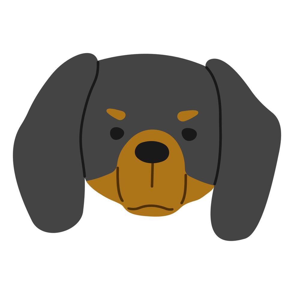 Dachshund Head 1 cute on a white background, vector illustration.