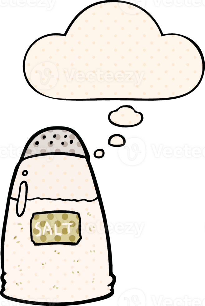 cartoon salt with thought bubble in comic book style png