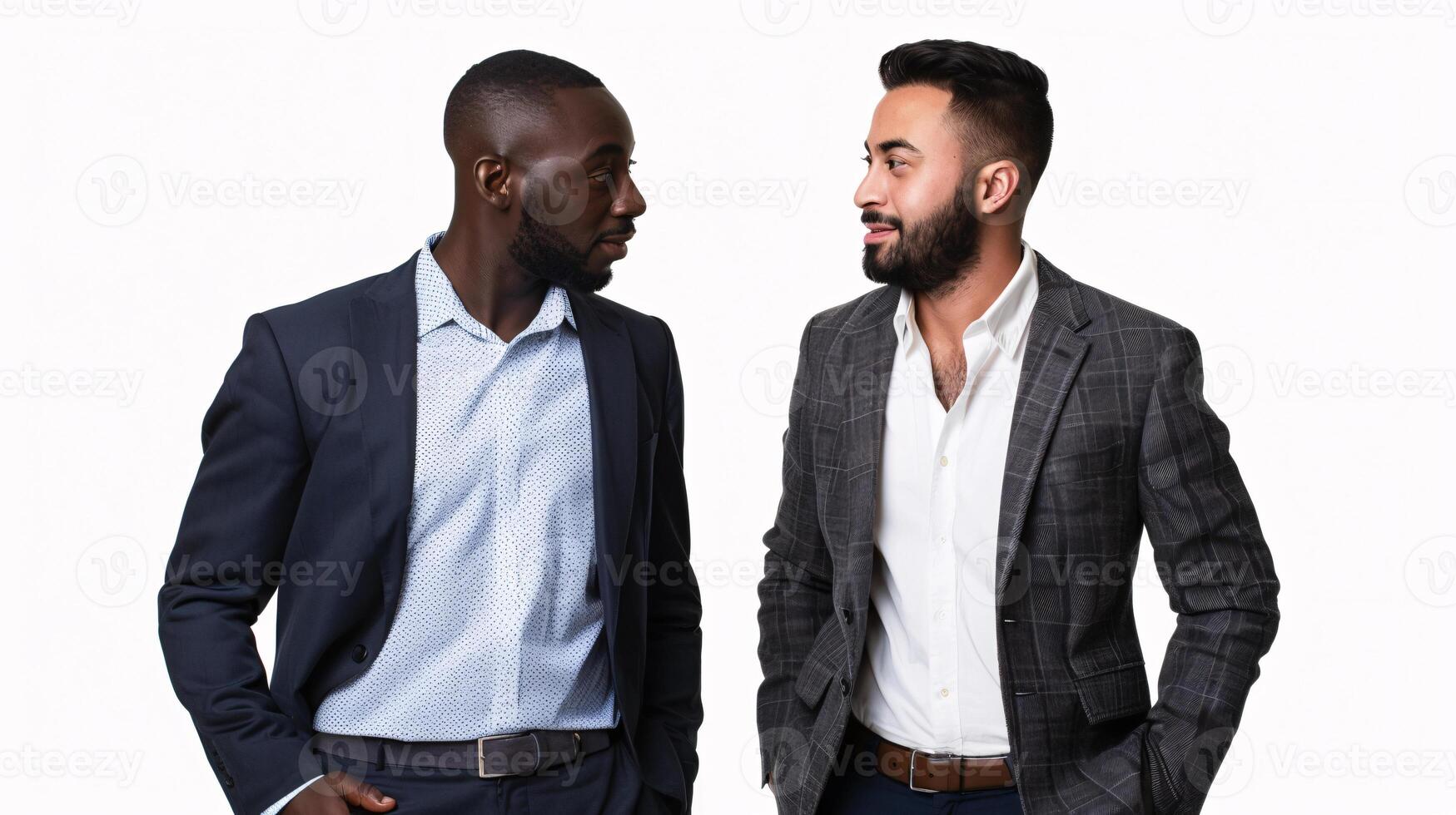 AI generated Two Professionals in a Standoff Against White Background photo