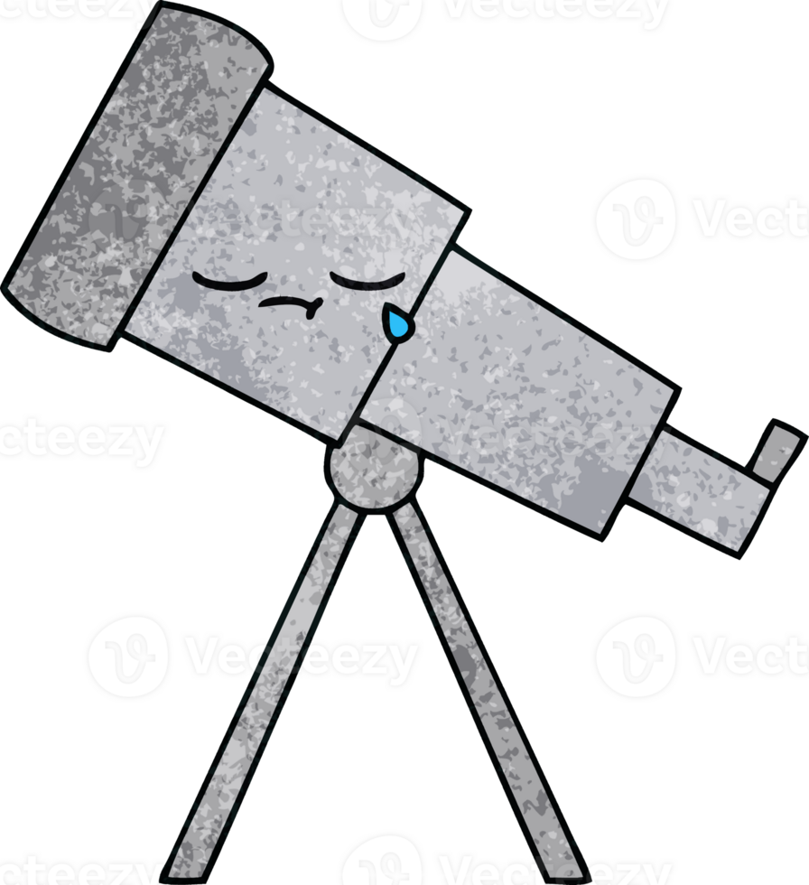 retro grunge texture cartoon of a telescope png