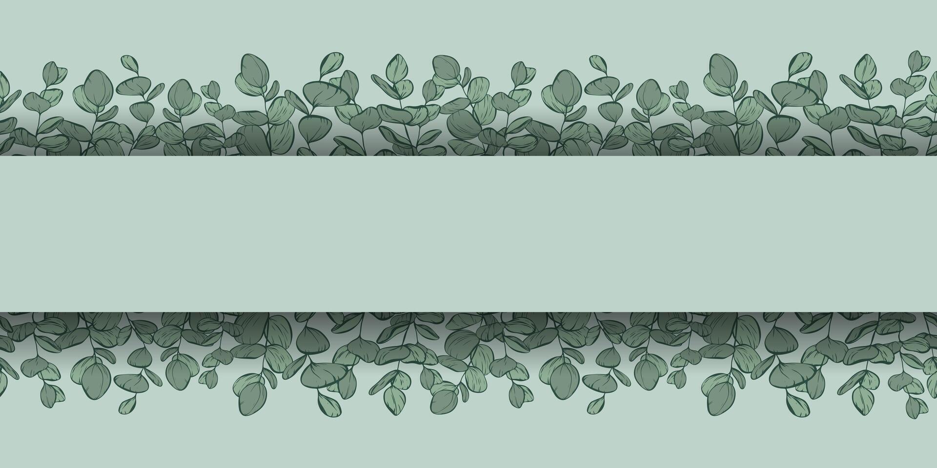 botánico línea sin costura modelo de un eucalipto hojas rama para Boda invitación y tarjetas, textil productos, web, envase papel y póster, plantilla, belleza y cosmético industria. vector