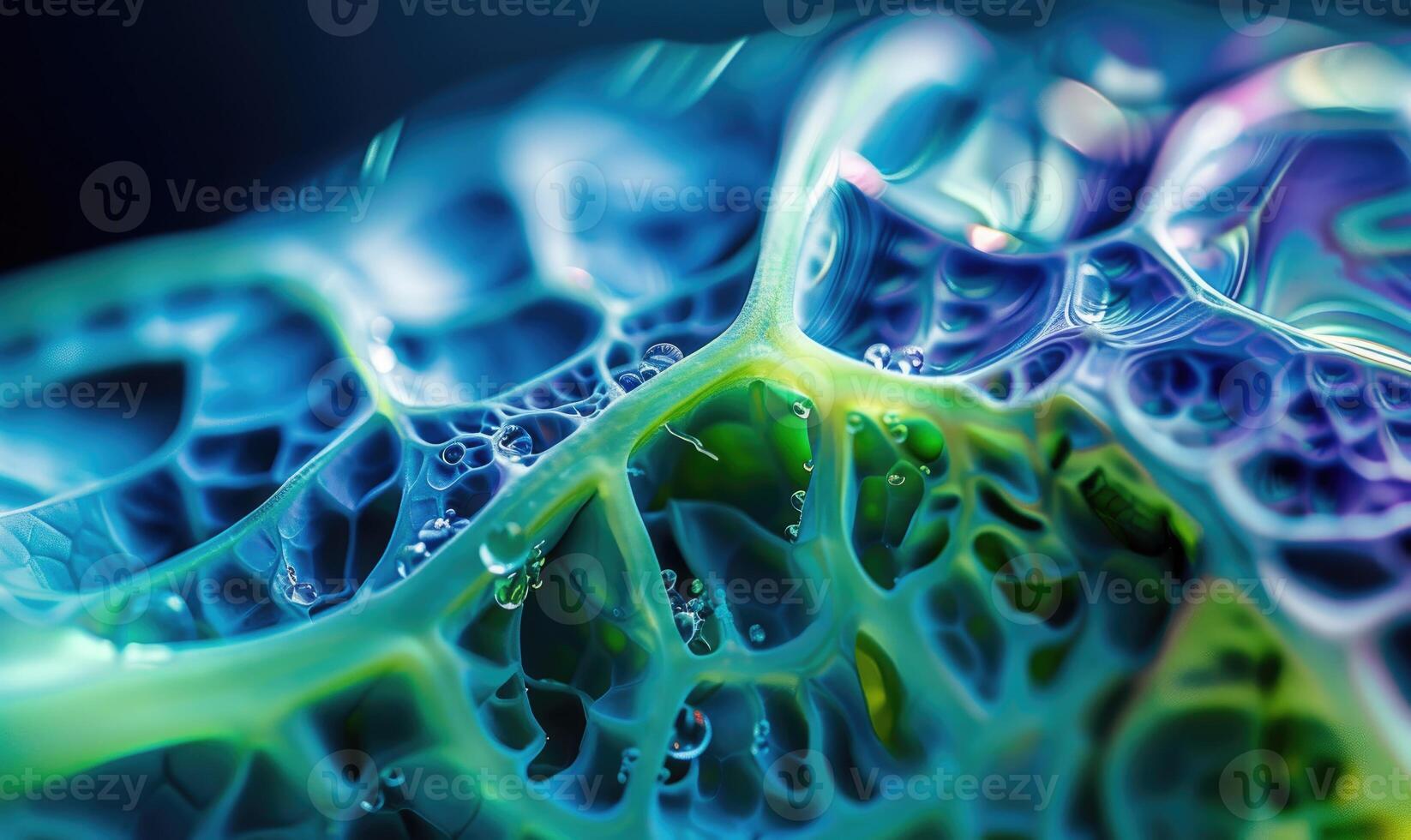 AI generated close up of a fresh green cabbage leaf with water drops on it photo