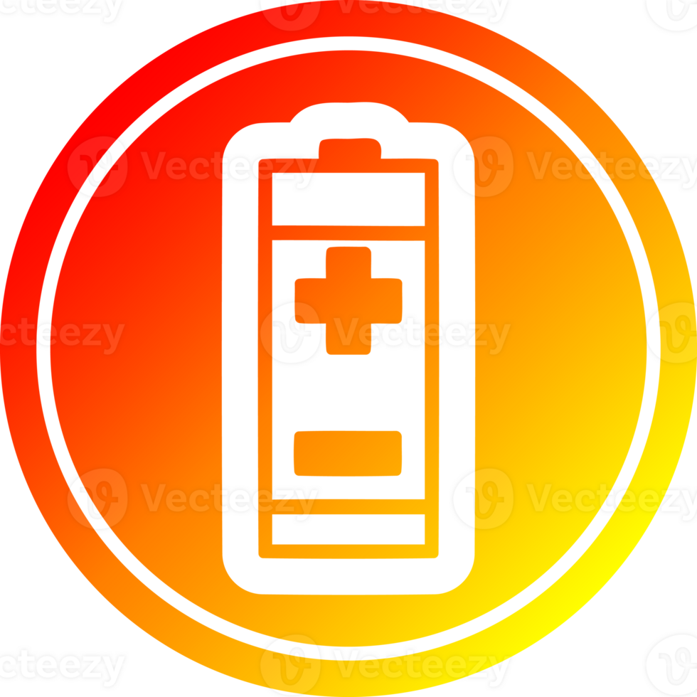 battery circular icon with warm gradient finish png