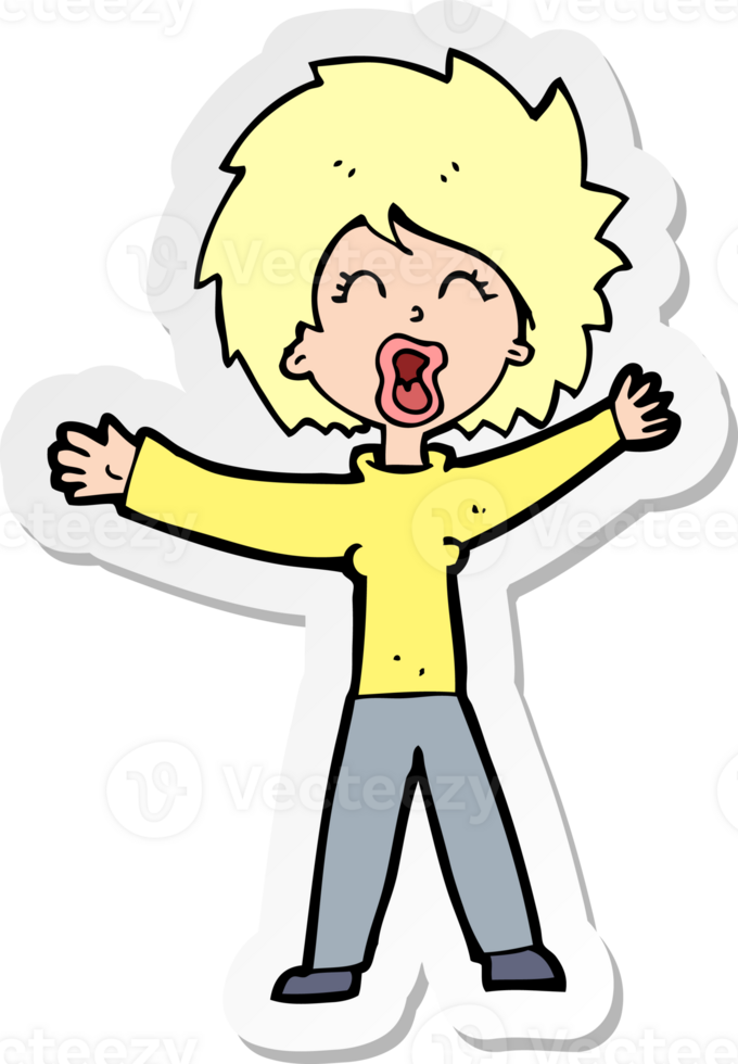 sticker of a cartoon woman shouting png
