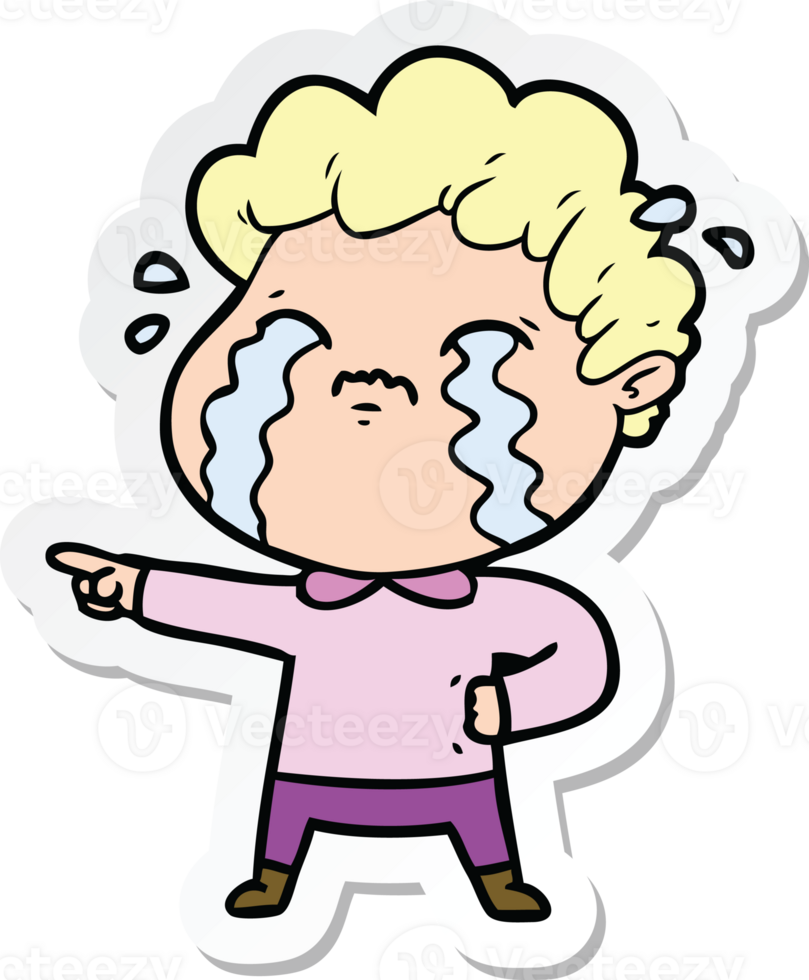 sticker of a cartoon man crying png