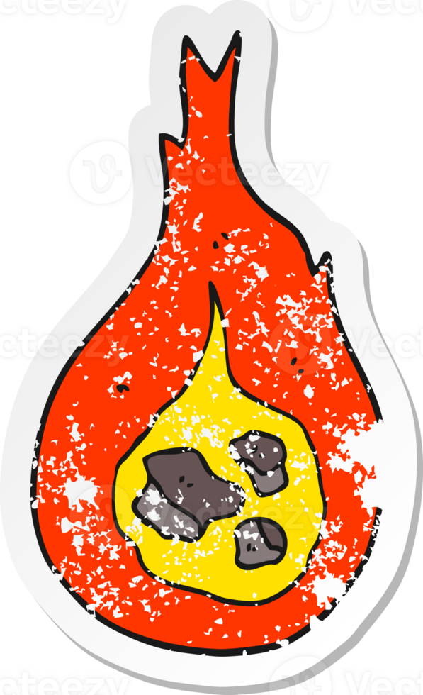 distressed sticker of a cartoon fireball png