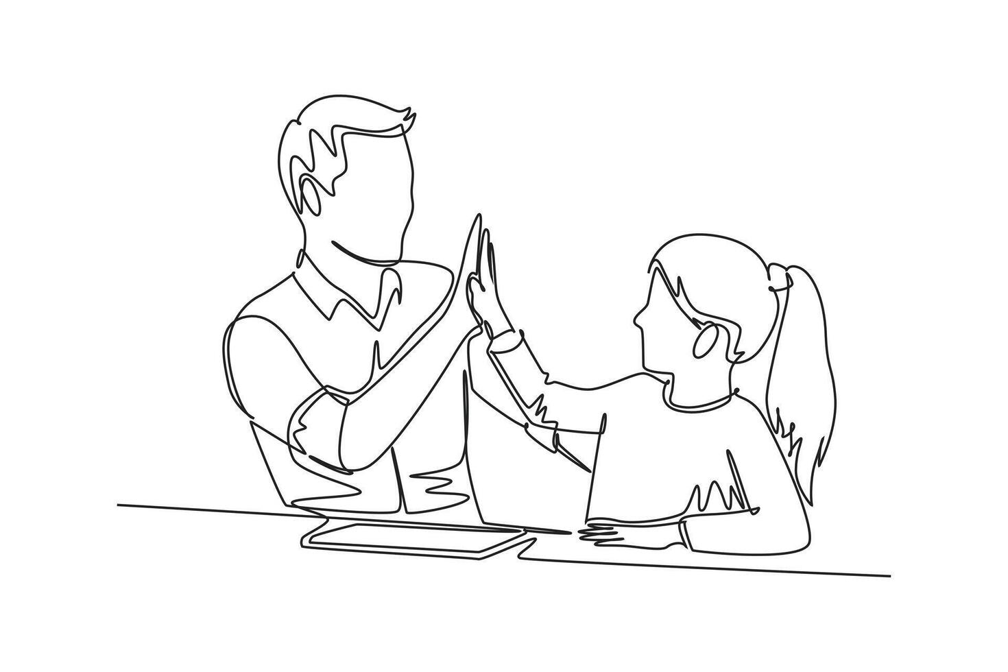 One continuous line drawing of spending time together concept. Doodle vector illustration in simple linear style.