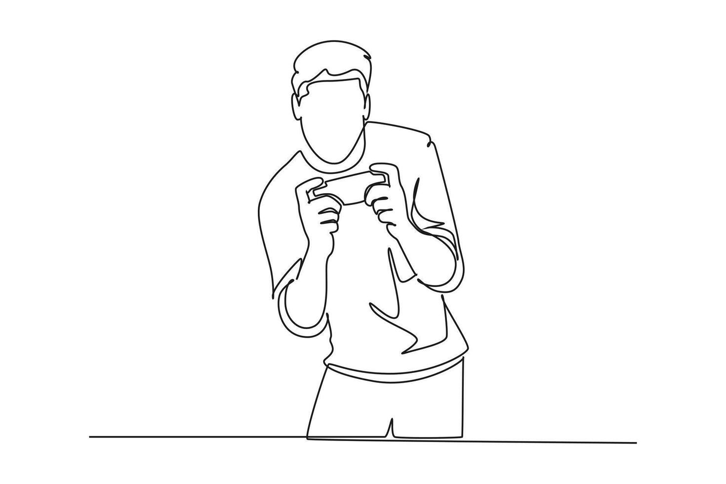 One continuous line drawing of virtual game concept. Doodle vector illustration in simple linear style.