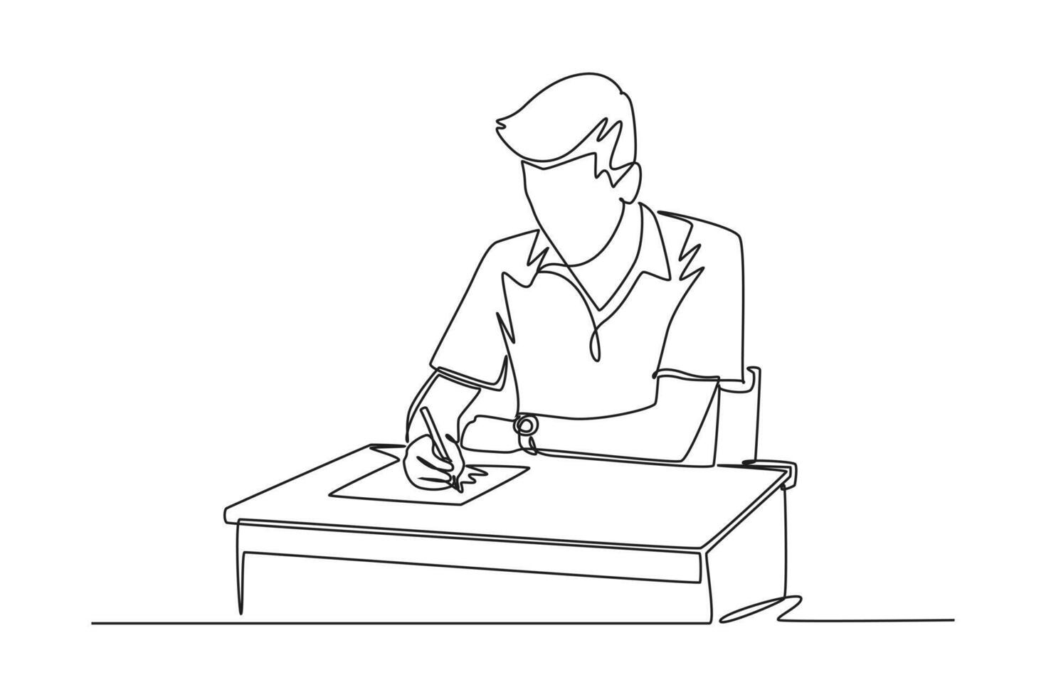 Continuous one line drawing Concept of studying in class and lab. Doodle vector illustration.