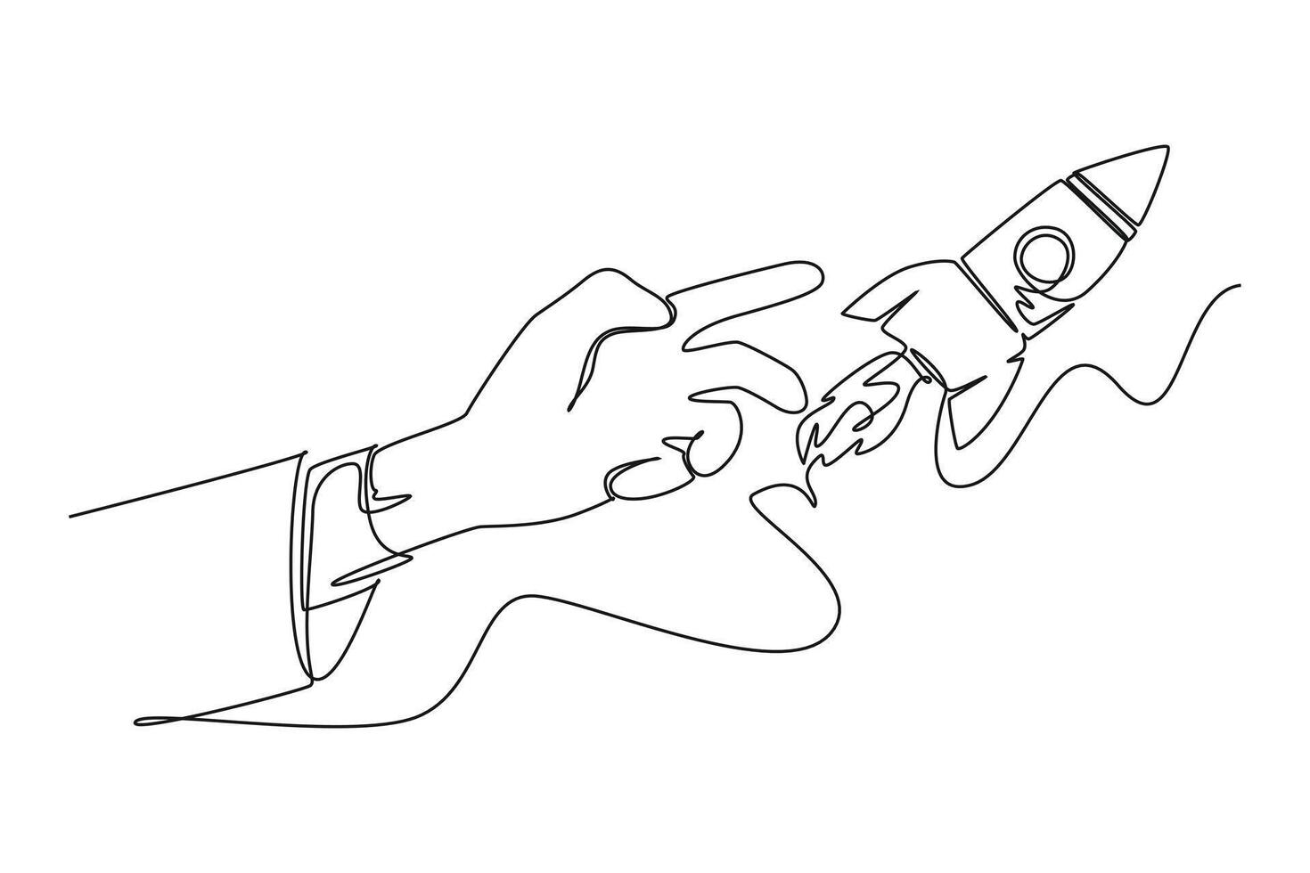 Continuous one line drawing business technology concept. Doodle vector illustration.