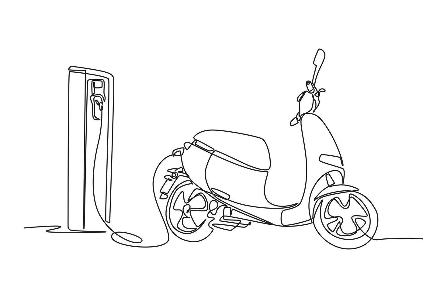 One continuous line drawing of  green technology concept. Doodle vector illustration in simple linear style.