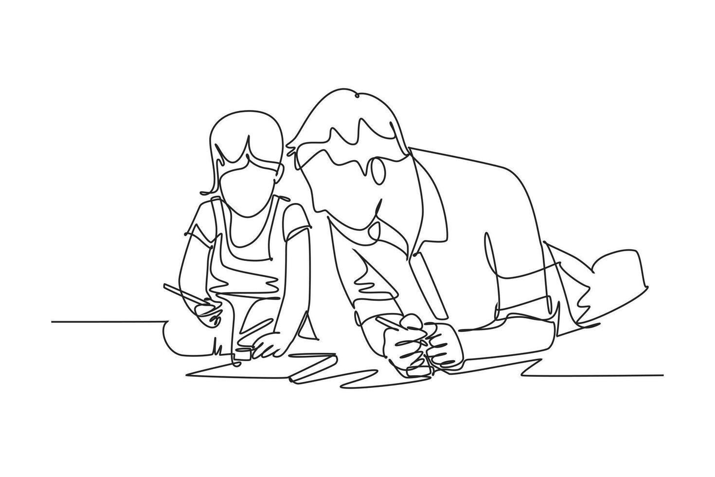 One continuous line drawing of spending time together concept. Doodle vector illustration in simple linear style.