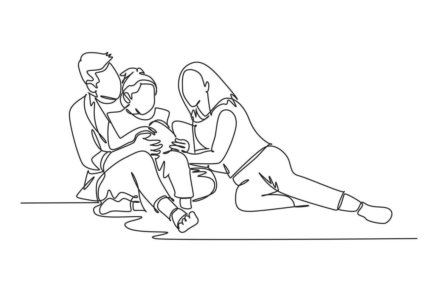 One continuous line drawing of spending time together concept. Doodle vector illustration in simple linear style.