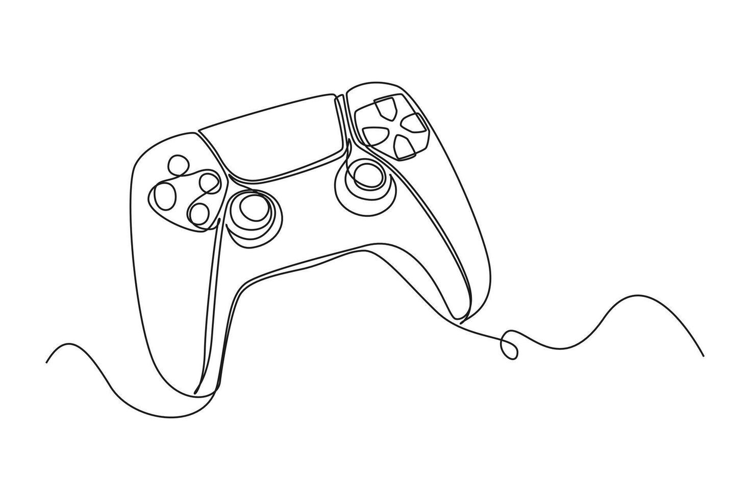 One continuous line drawing of virtual game concept. Doodle vector illustration in simple linear style.