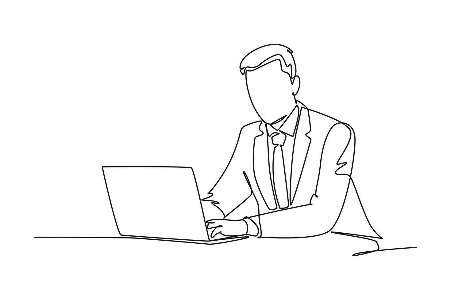 Continuous one line drawing business technology concept. Doodle vector illustration.