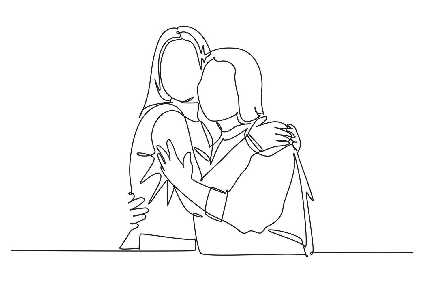 One continuous line drawing of spending time together concept. Doodle vector illustration in simple linear style.