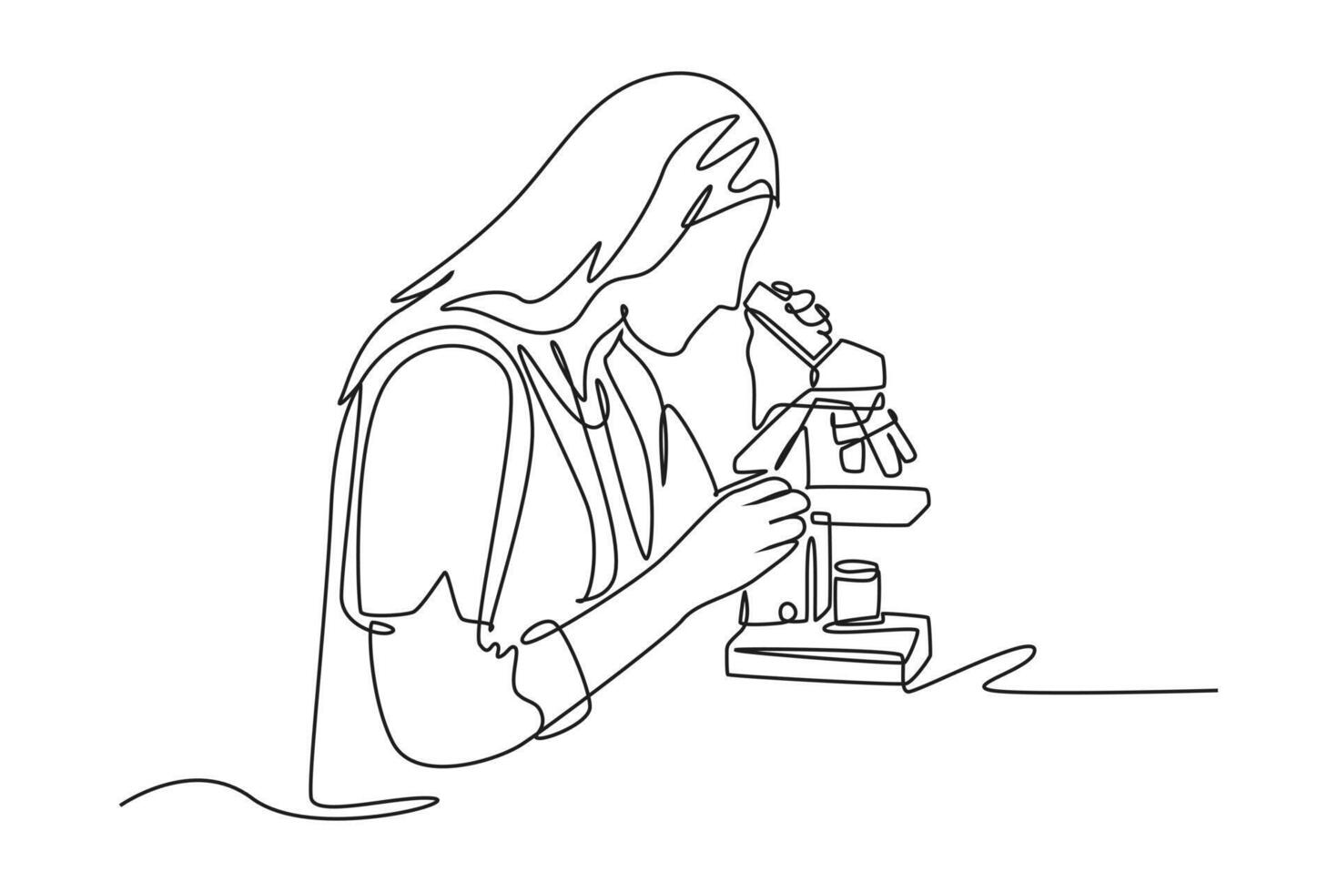 Continuous one line drawing Concept of studying in class and lab. Doodle vector illustration.