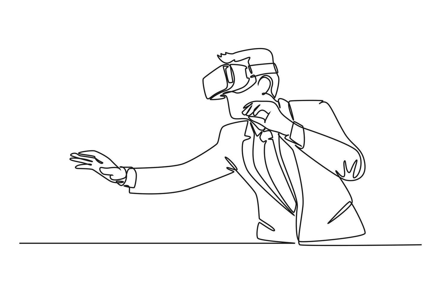Continuous one line drawing business technology concept. Doodle vector illustration.