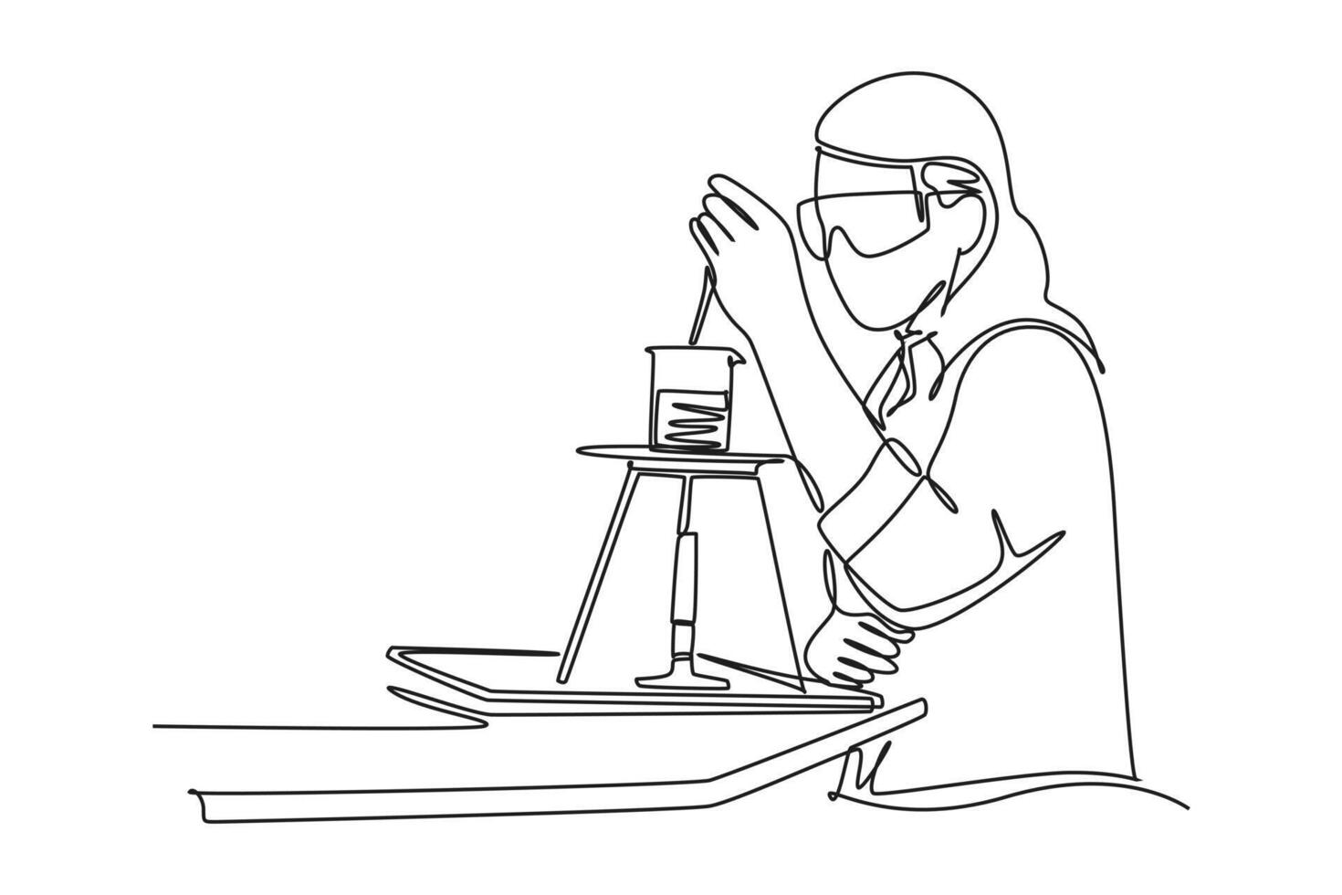 Continuous one line drawing Concept of studying in class and lab. Doodle vector illustration.