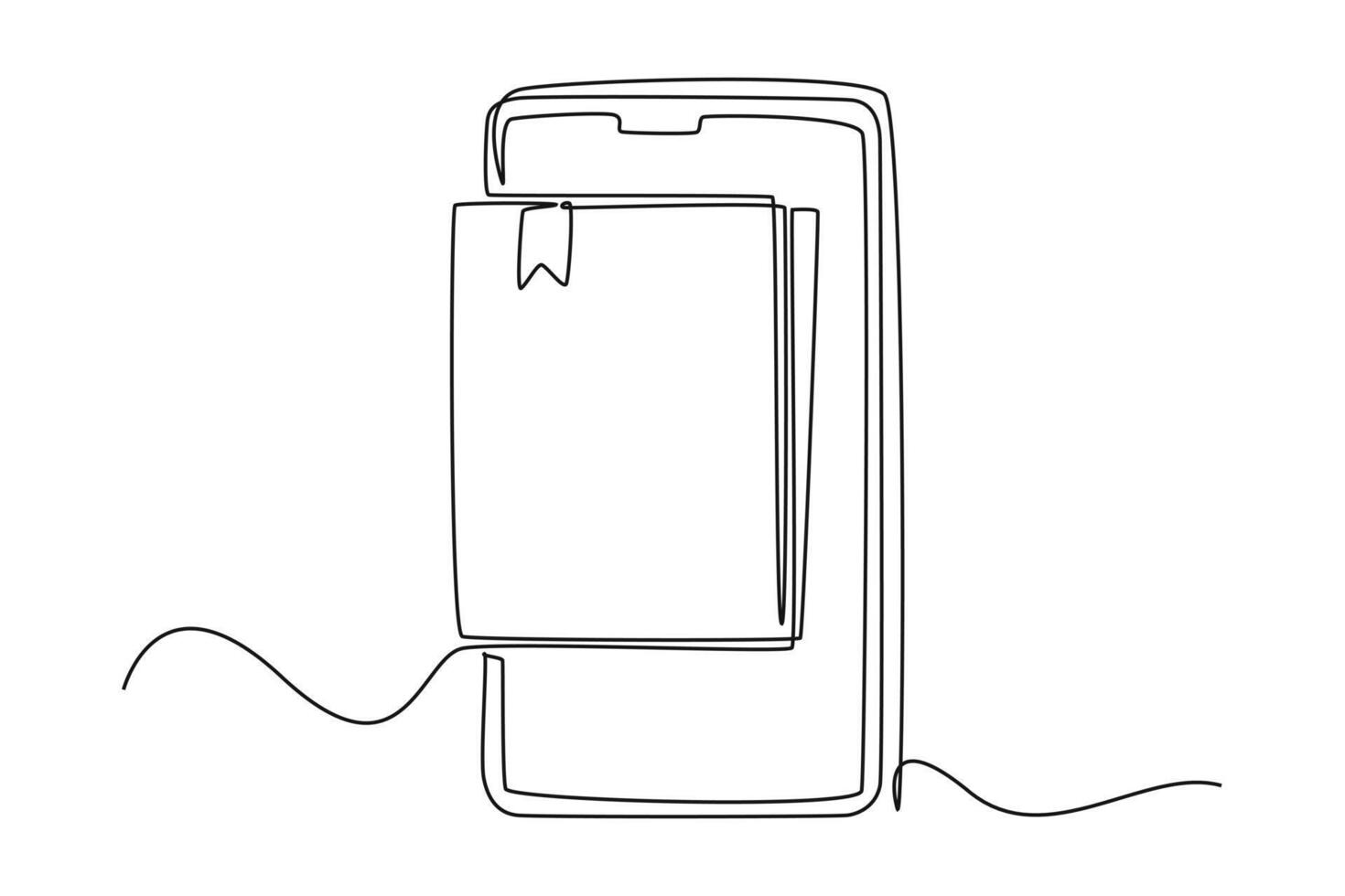 One continuous line drawing of smartphone concept. Doodle vector illustration in simple linear style.