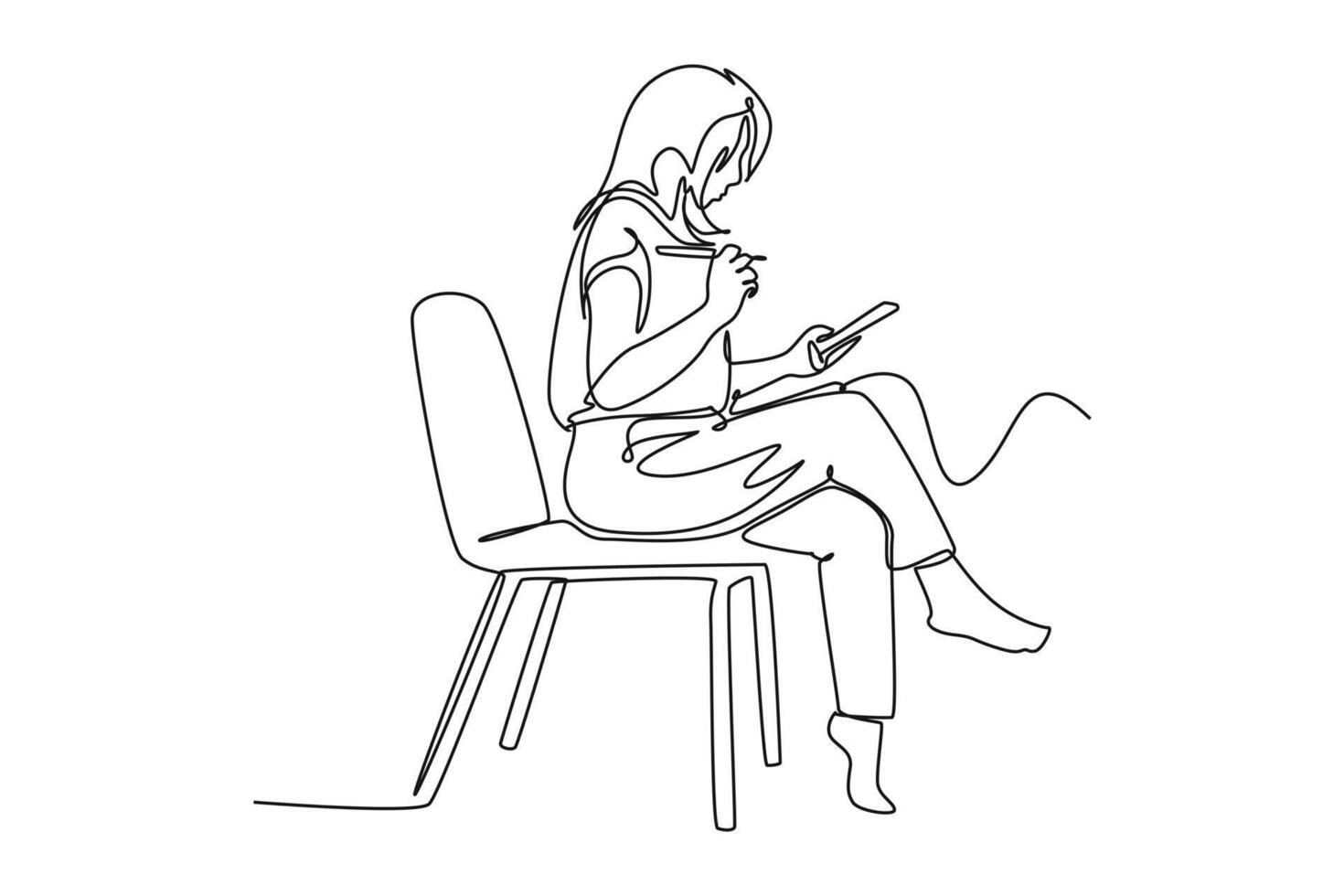 One continuous line drawing of smartphone concept. Doodle vector illustration in simple linear style.