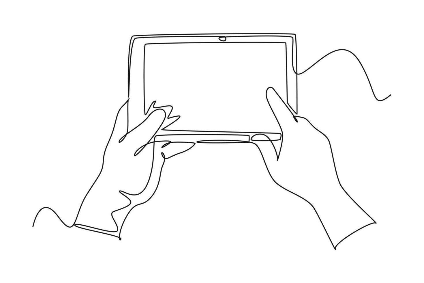 One continuous line drawing of smartphone concept. Doodle vector illustration in simple linear style.