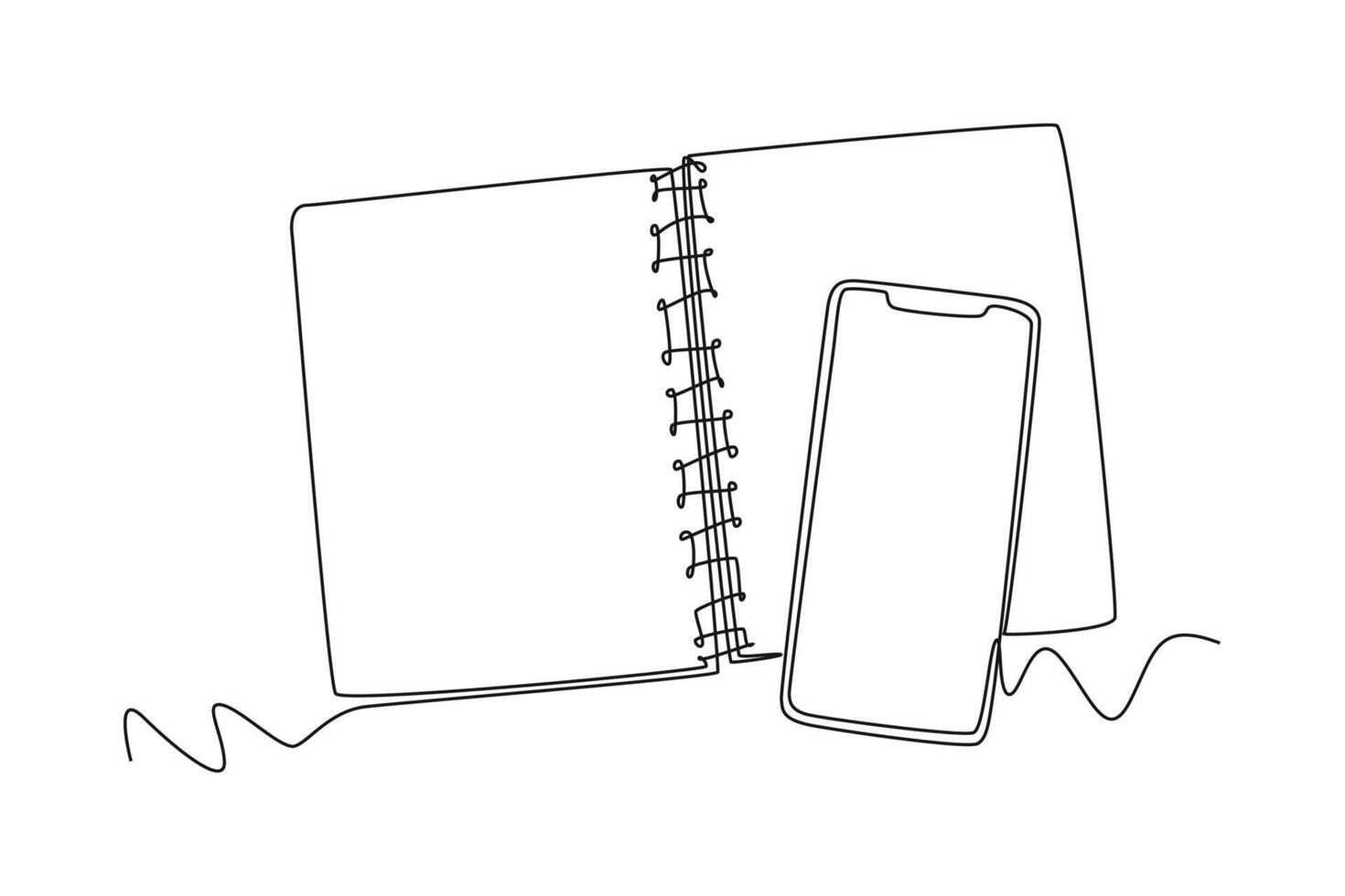 One continuous line drawing of smartphone concept. Doodle vector illustration in simple linear style.