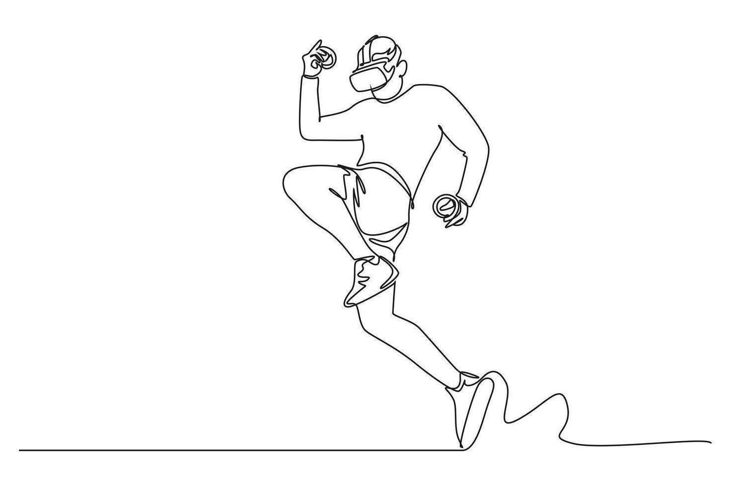 One continuous line drawing of virtual game concept. Doodle vector illustration in simple linear style.