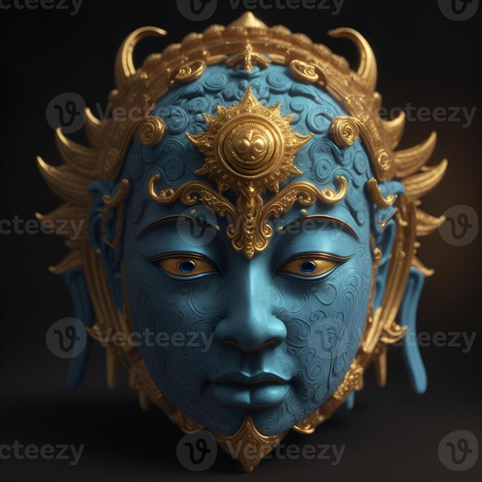 Abstract decorative mask of a non-existent creature. Fashionable background for design projects. Illustrations created using artificial intelligence. Illustrations and Clip Art AI generated. photo