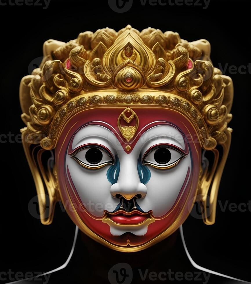 Abstract decorative mask of a non-existent creature. Fashionable background for design projects. Illustrations created using artificial intelligence. Illustrations and Clip Art AI generated. photo