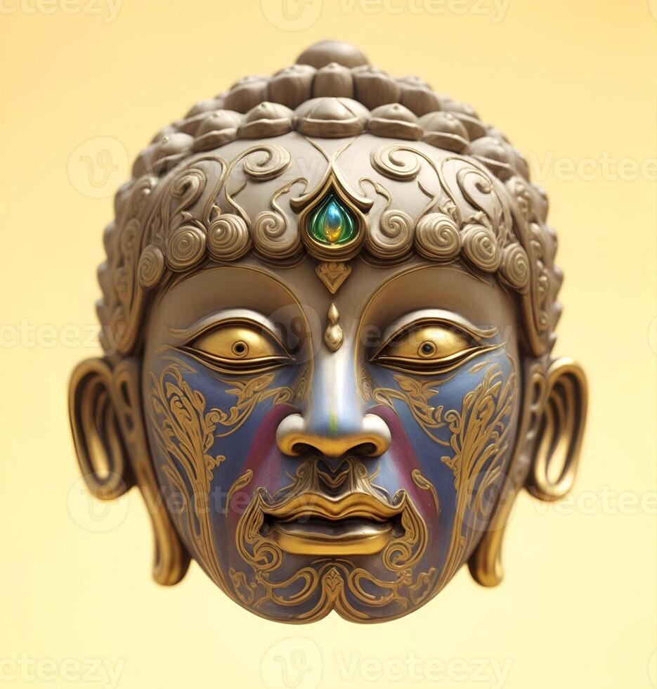 Abstract decorative mask of a non-existent creature. Fashionable background for design projects. Illustrations created using artificial intelligence. Illustrations and Clip Art AI generated. photo