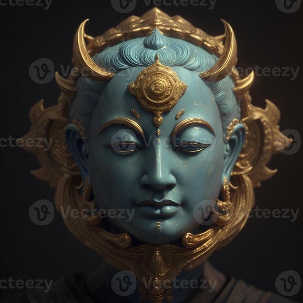 Abstract decorative mask of a non-existent creature. Fashionable background for design projects. Illustrations created using artificial intelligence. Illustrations and Clip Art AI generated. photo