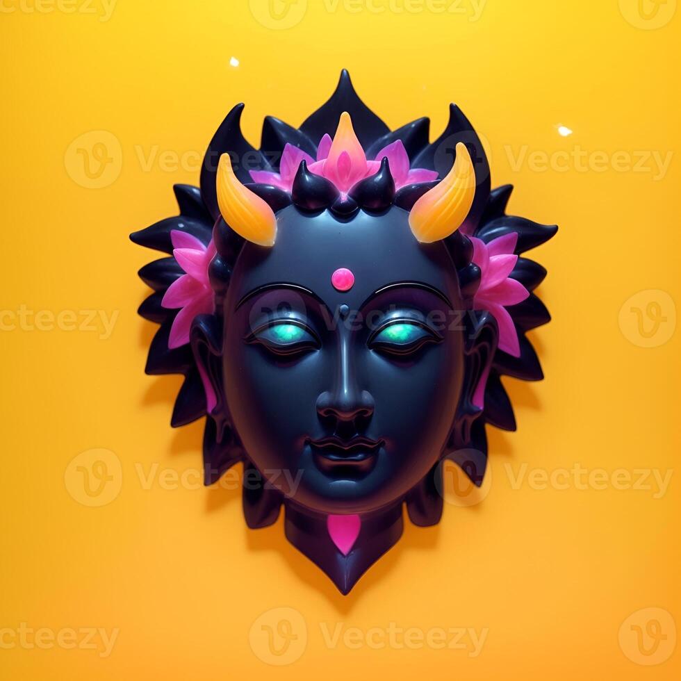 Abstract decorative mask of a non-existent creature. Fashionable background for design projects. Illustrations created using artificial intelligence. Illustrations and Clip Art AI generated. photo