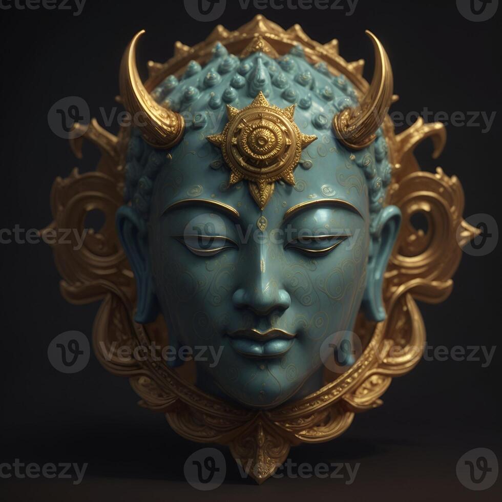 Abstract decorative mask of a non-existent creature. Fashionable background for design projects. Illustrations created using artificial intelligence. Illustrations and Clip Art AI generated. photo