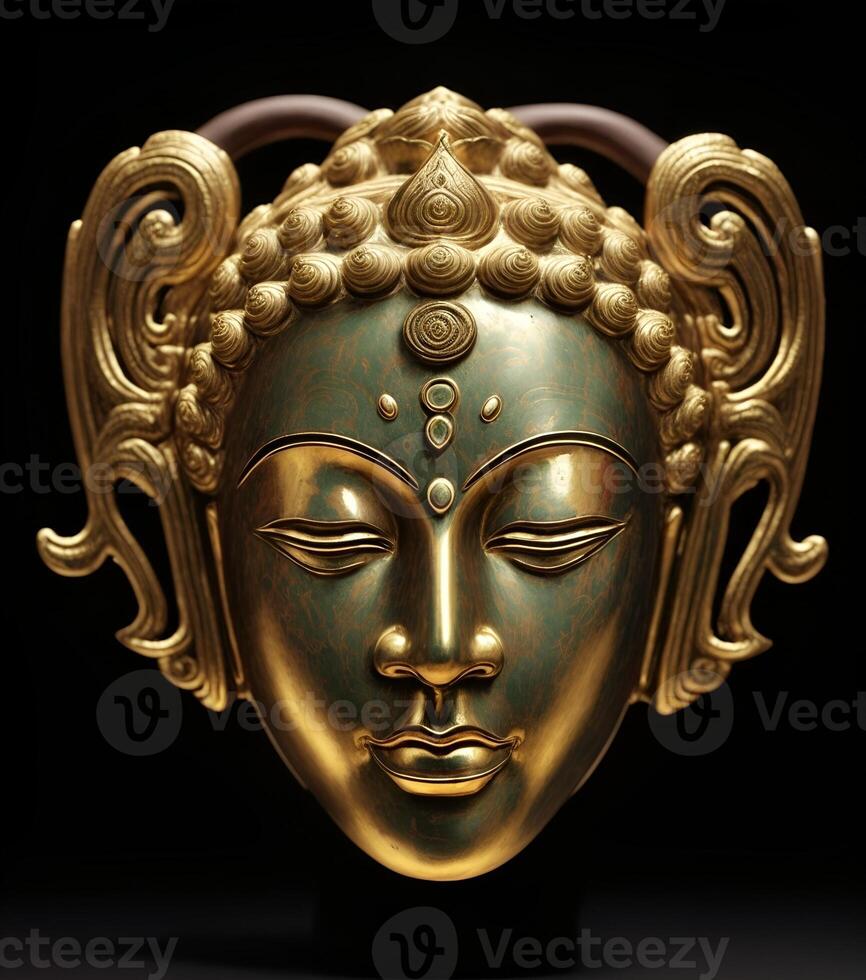 Abstract decorative mask of a non-existent creature. Fashionable background for design projects. Illustrations created using artificial intelligence. Illustrations and Clip Art AI generated. photo