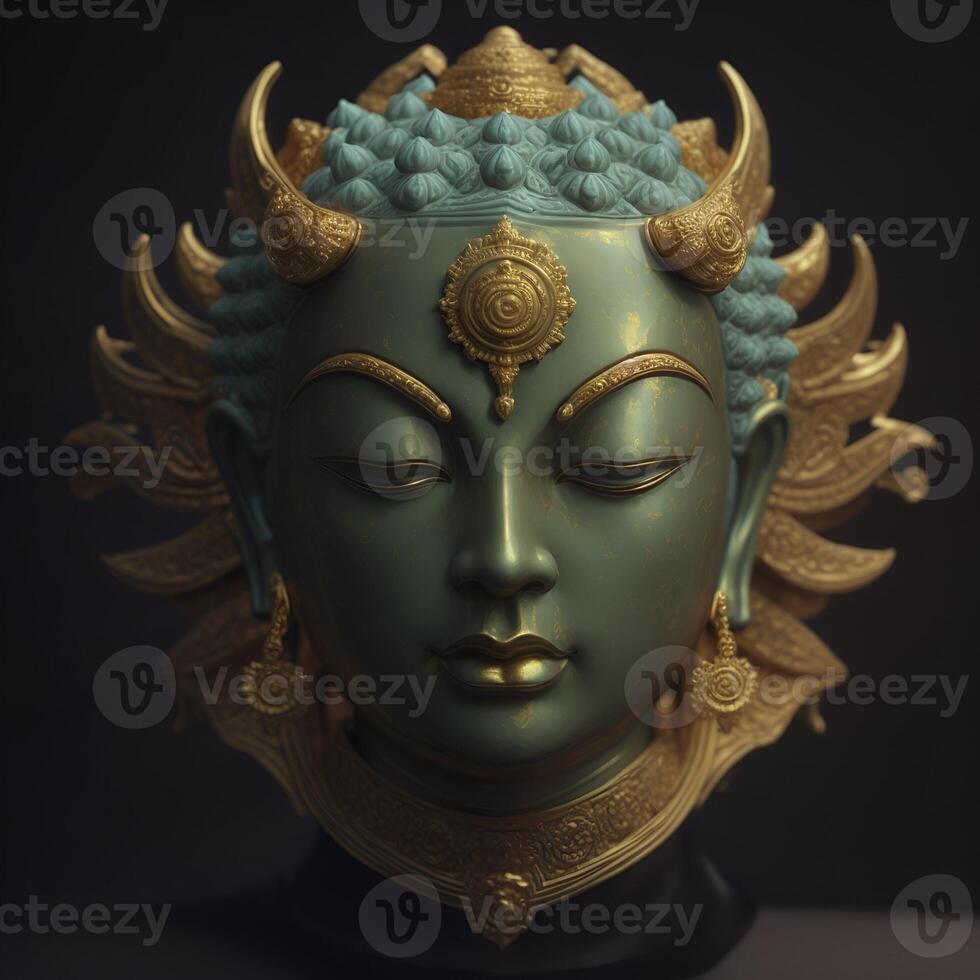 Abstract decorative mask of a non-existent creature. Fashionable background for design projects. Illustrations created using artificial intelligence. Illustrations and Clip Art AI generated. photo