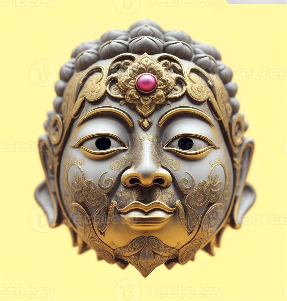 Abstract decorative mask of a non-existent creature. Fashionable background for design projects. Illustrations created using artificial intelligence. Illustrations and Clip Art AI generated. photo