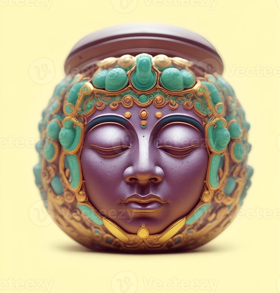 Abstract decorative mask of a non-existent creature. Fashionable background for design projects. Illustrations created using artificial intelligence. Illustrations and Clip Art AI generated. photo