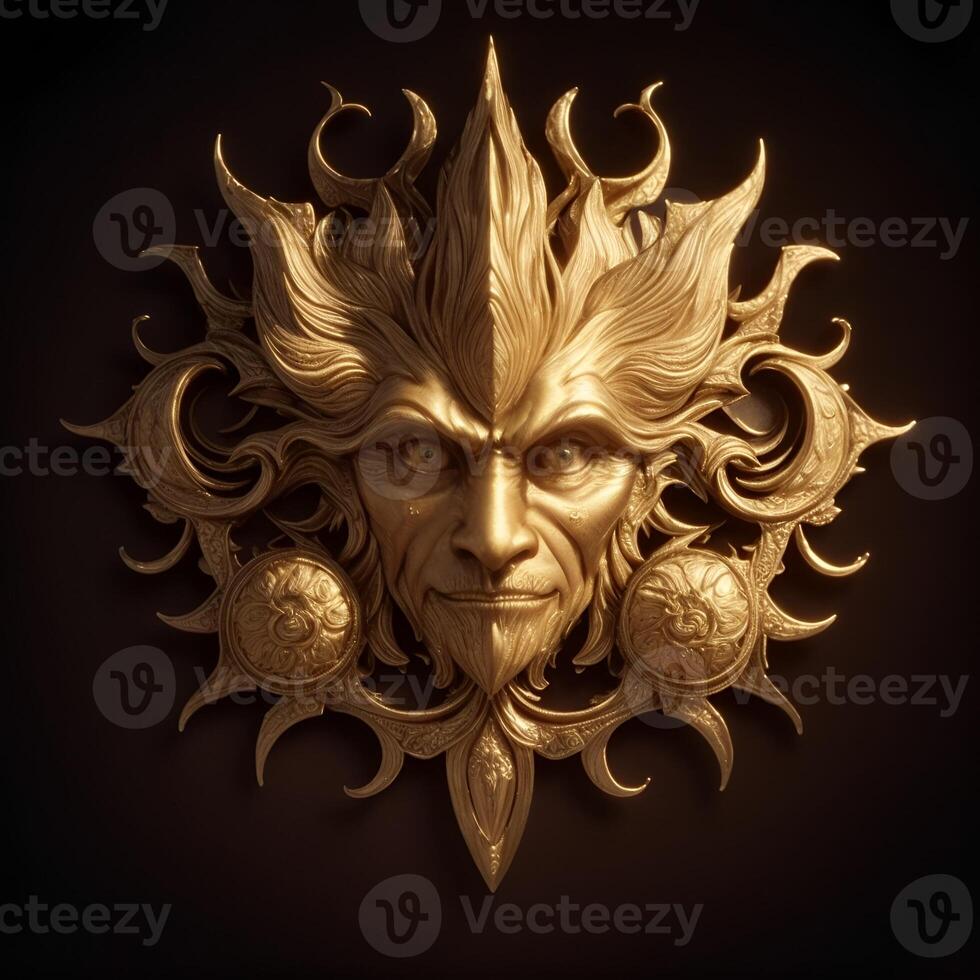 Abstract decorative mask of a non-existent creature. Fashionable background for design projects. Illustrations created using artificial intelligence. Illustrations and Clip Art AI generated. photo