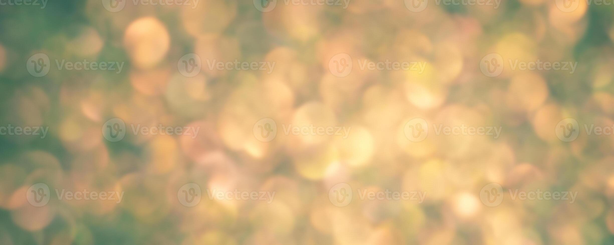 Golden defocus light focus banner size. Golden bokeh, blurred background. photo