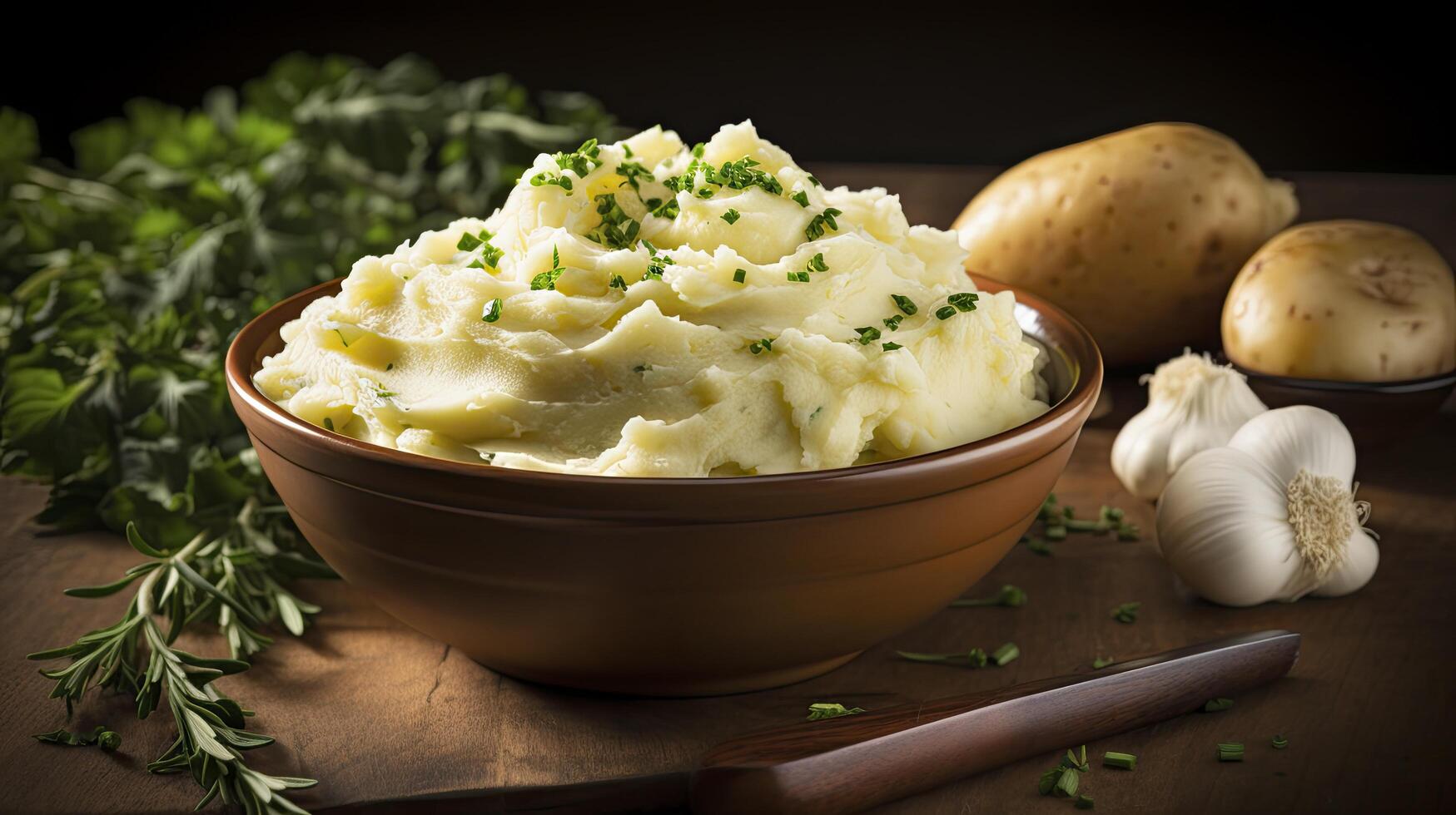 AI generated Potato salad served in table, diet concept photo