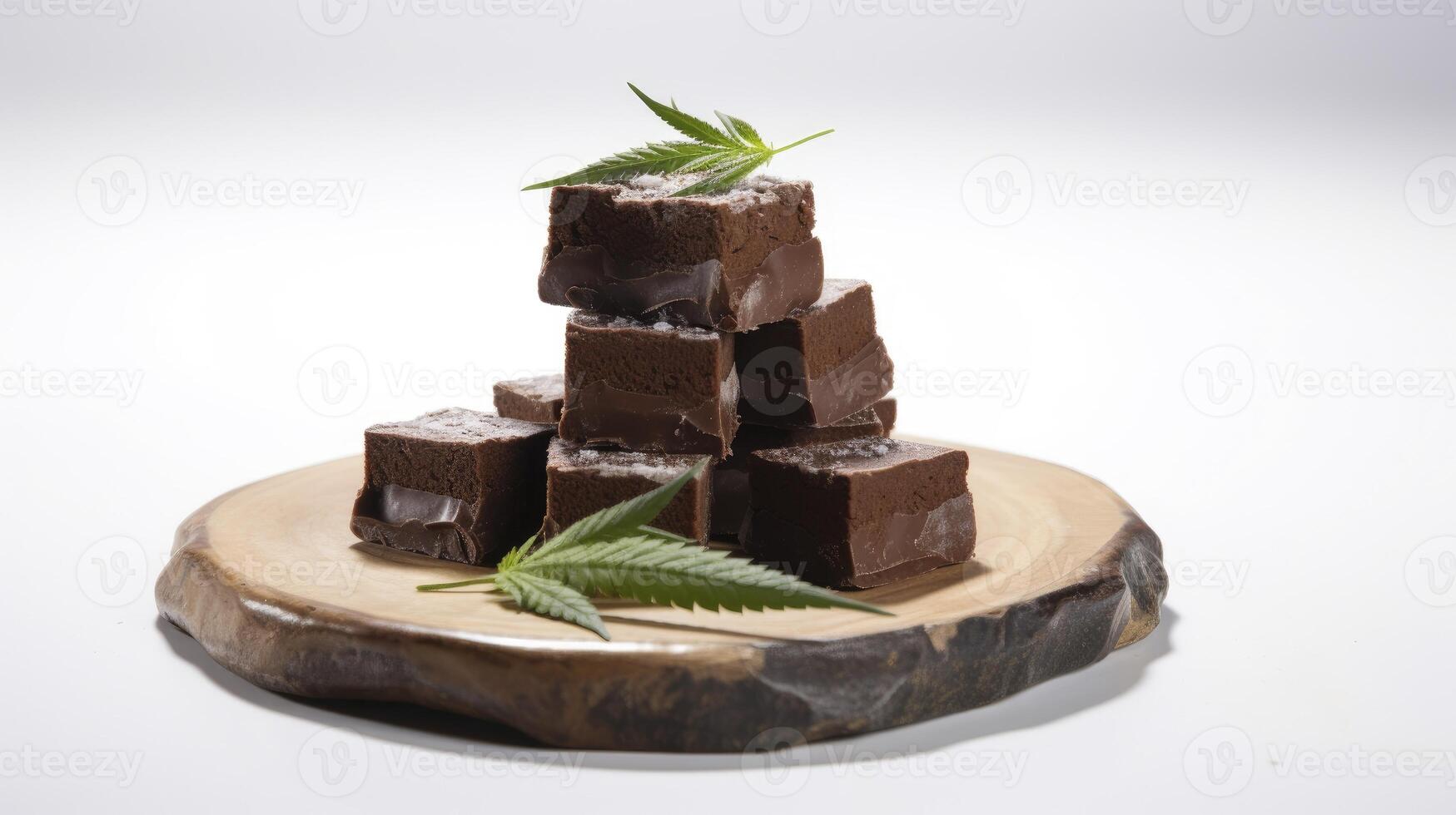 AI generated Cannabis Chocolate edibles on a plate photo
